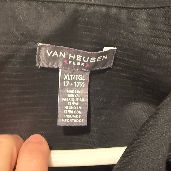 Van Heusen Flex Dress Shirt Mens XLT Tall 17-17.5 black button up Easy Care NWT - Picture 4 of 11